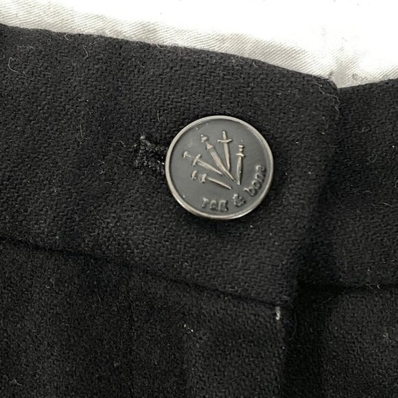 RAG & BONE BLACK WOOL BLEND HIGH RISE WIDE CROP LEG TROUSERS - 10 - Picture 4 of 10